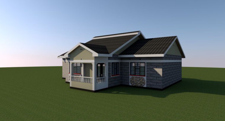 3 bedroom bungalow architectural plan