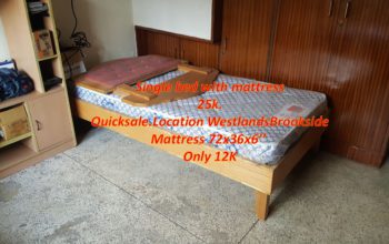 Wooden Bed & Spring Mattress 2Pc