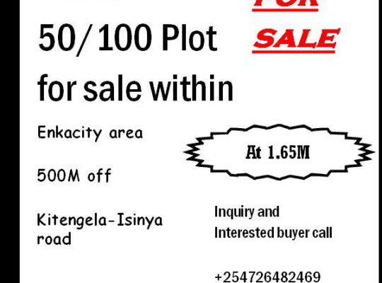 50×100 plot located in Enkacity area Kitengela, 500m off Kitengela-Isinya road